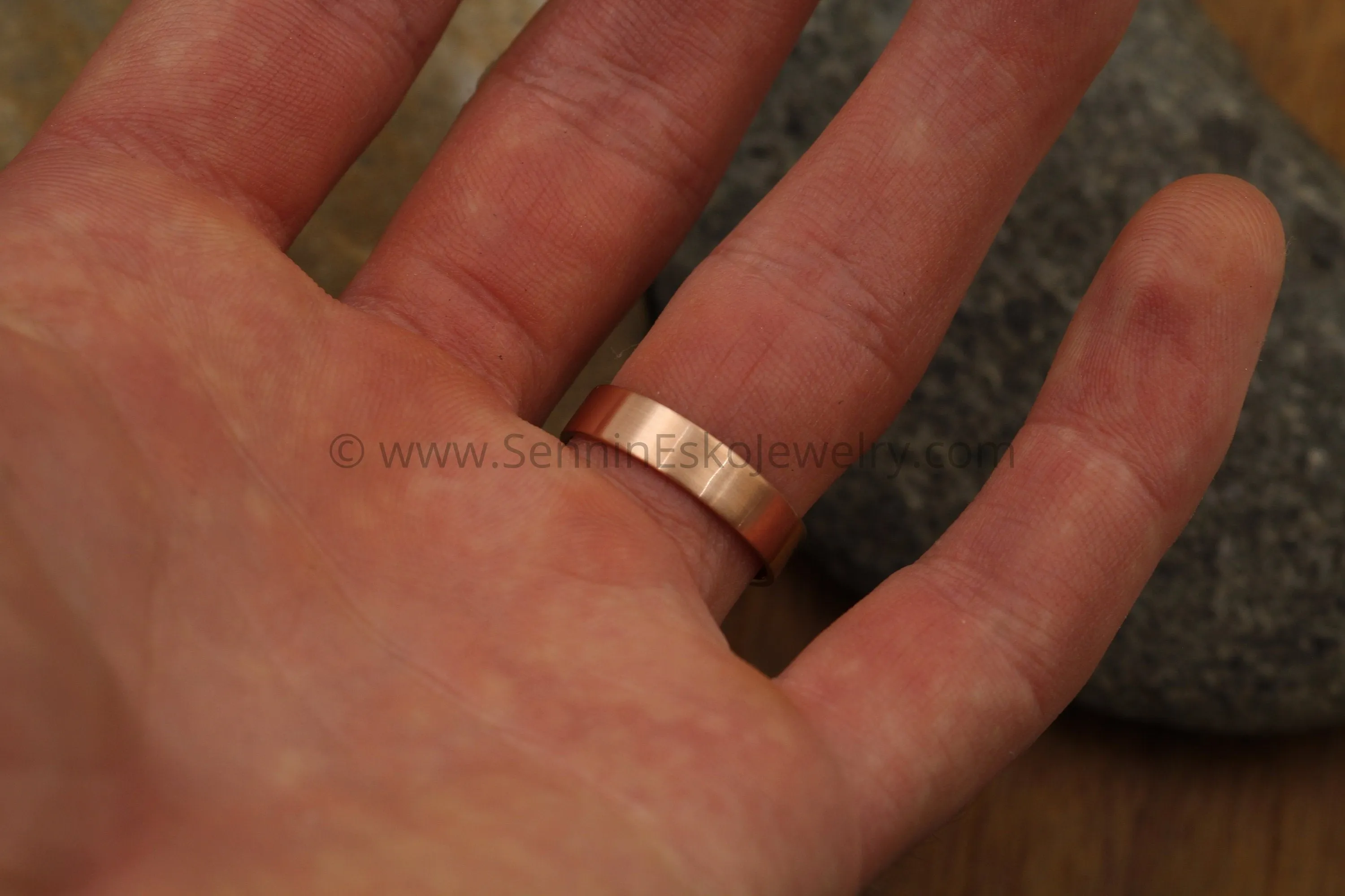 14kt Rose 5x1mm Flat Band - Matte Finish