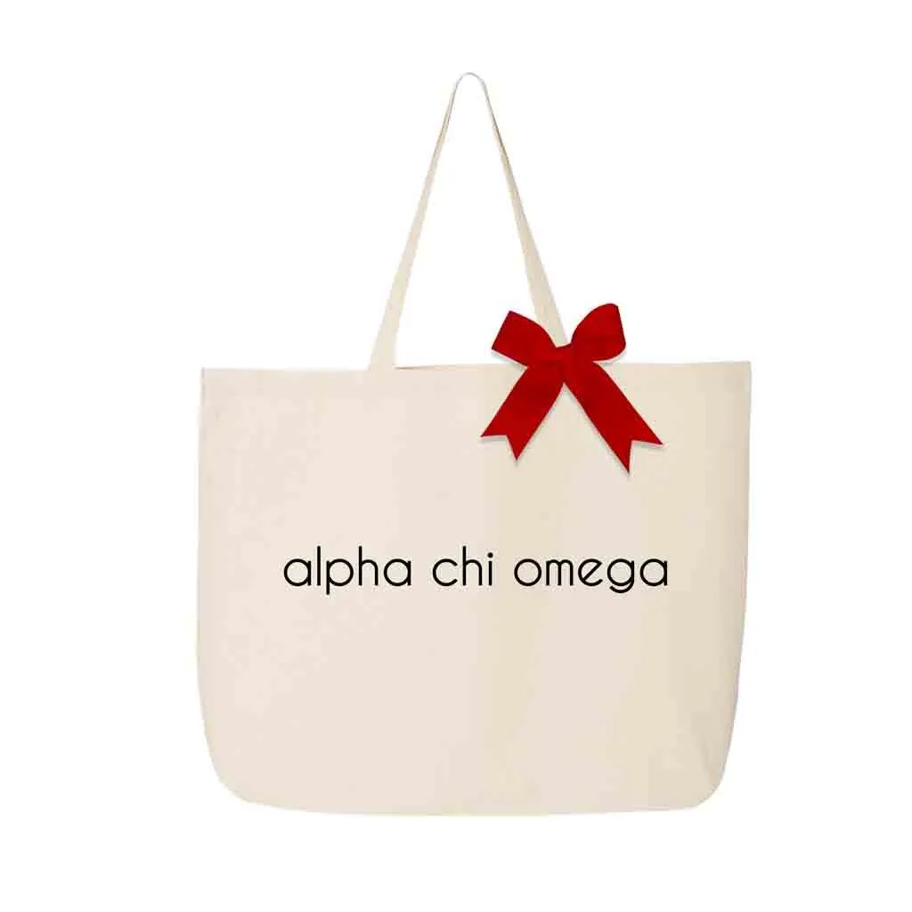 Alpha Chi Omega Tote Bag with Bow in Sorority Color