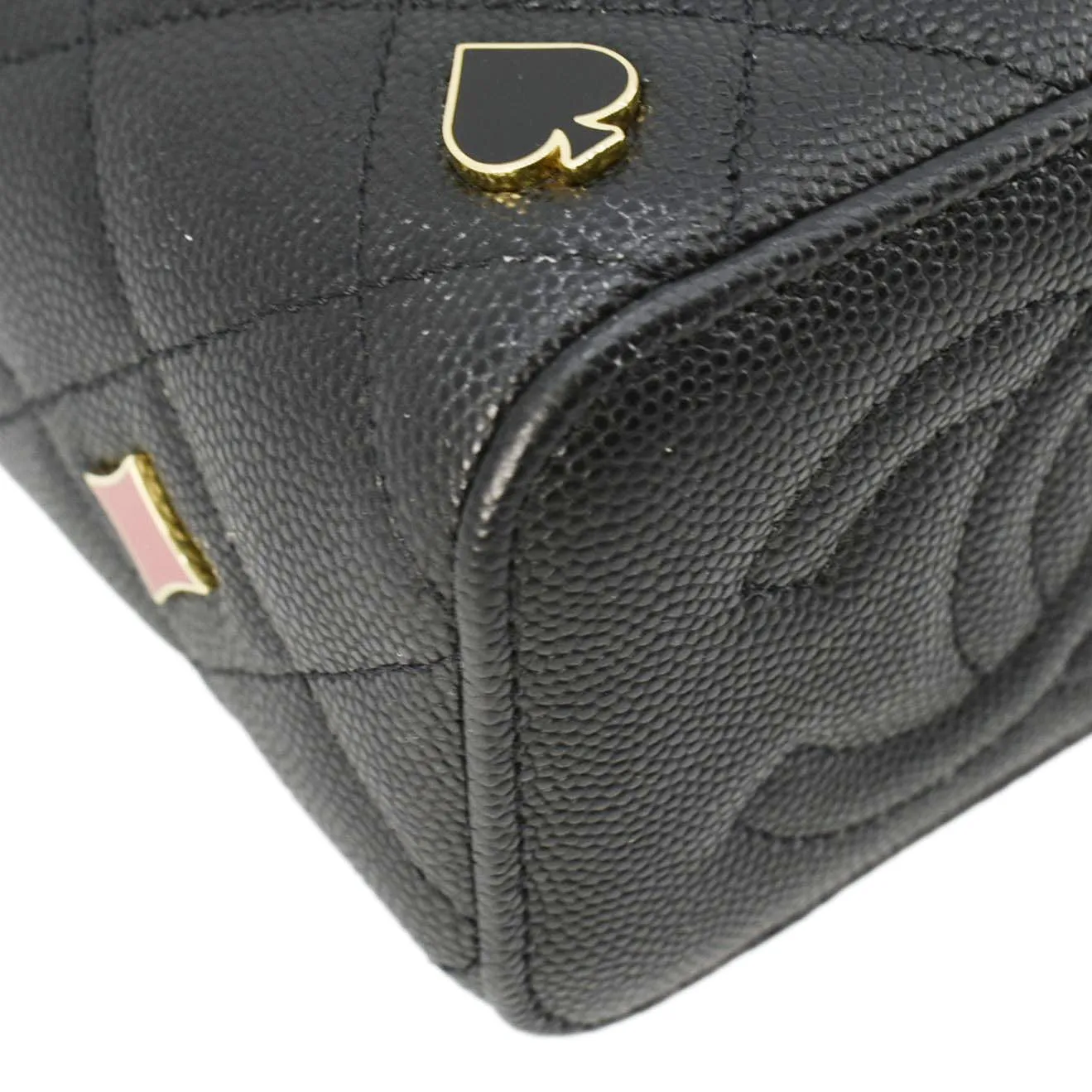 CHANEL Coco Casino Mini Quilted Caviar Leather Vanity Case Black