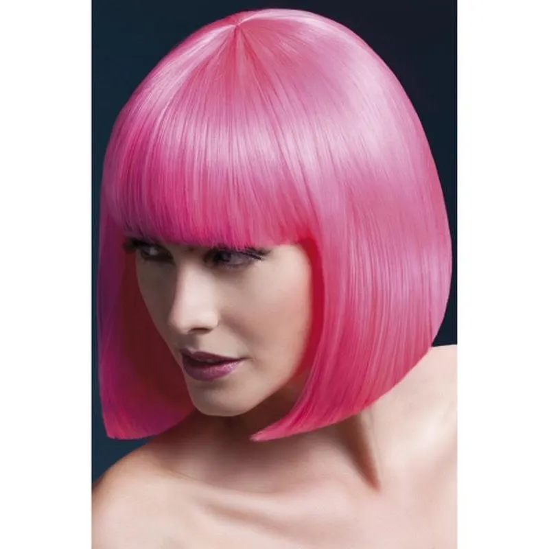 Fever Elise Wig - Neon Pink, Sleek Bob with Fringe