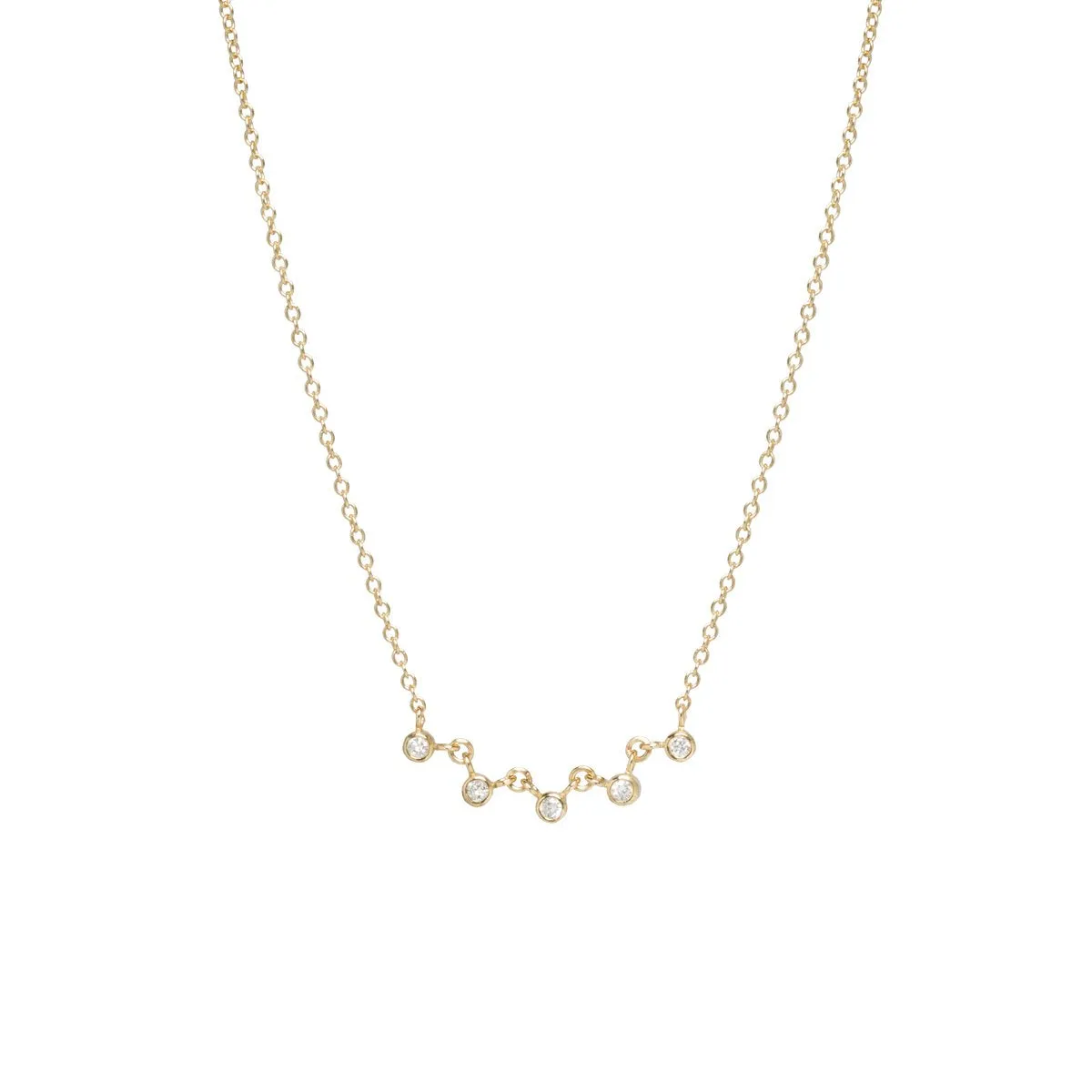 Linked Five Bezel Diamond Necklace