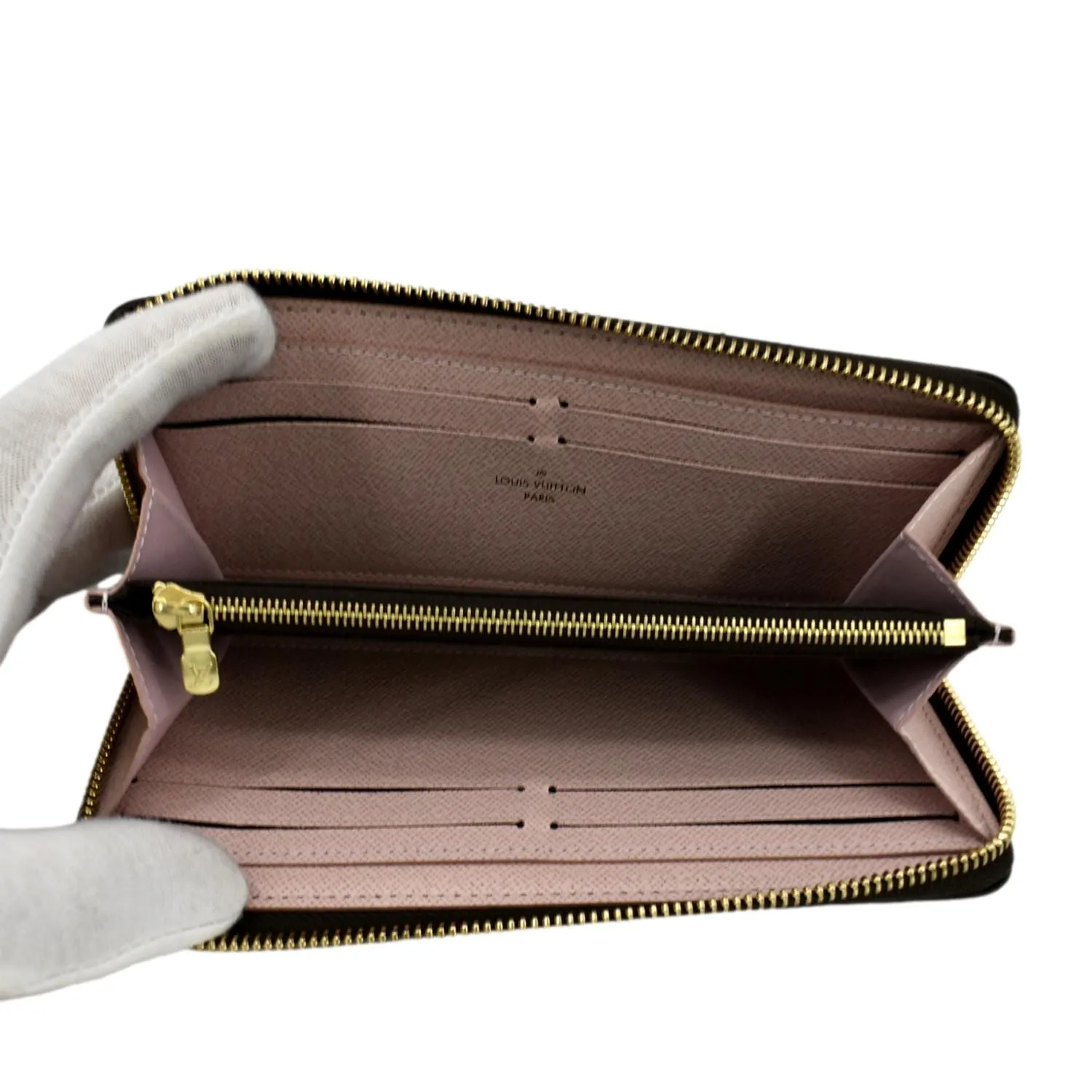 LOUIS VUITTON Clemence Monogram Canvas Zippy Wallet Brown