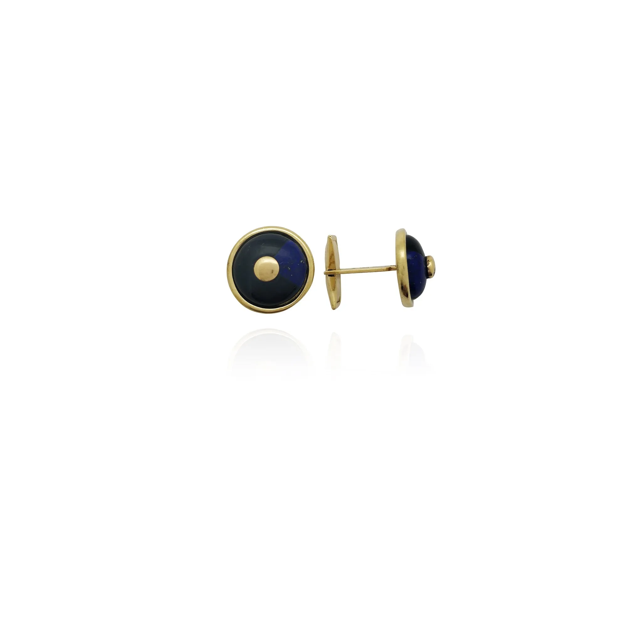 Quarter Blue Rounded Cuff Link (14K)