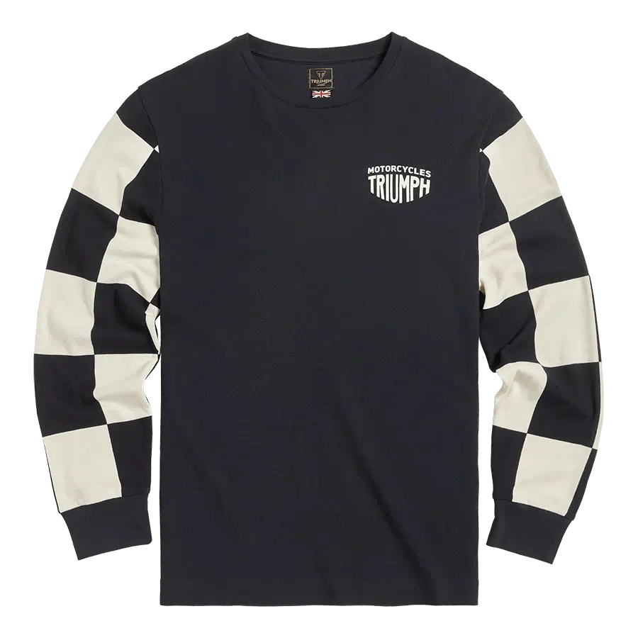 Triumph Harker Checkerboard Long Sleeve Tee in Black and White
