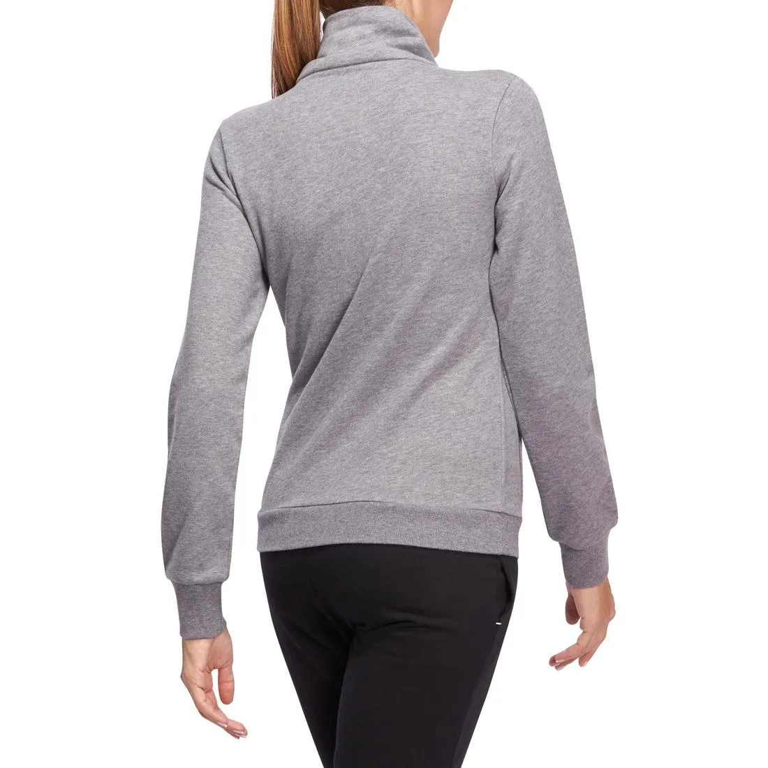 Women's Zip-Up Hoodless Gym & Pilates Jacket - Mottled Grey